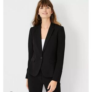 Ann Taylor Women's Black Single Button Notch Lapel Suit Classic Blazer Size 8